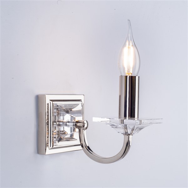 (image for) Laura Ashley - Carson Wall Light Polished Nickel Glass